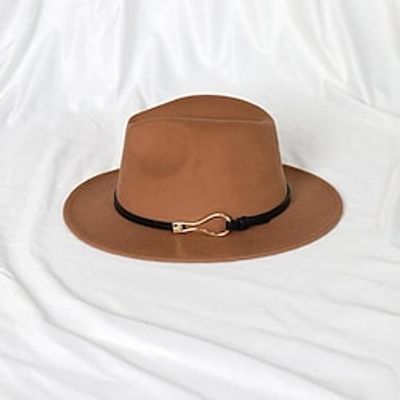 Hats Wool Acrylic Fedora Hat Formal Wedding Simple Retro With Metallic Buckle Pure Color Headpiece Headwear Lightinthebox