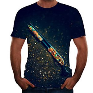 Men's T shirt 3D Print 3D Rivet Mesh Short Sleeve Casual Tops Sportswear Sports Blue Gold Navy Blue miniinthebox