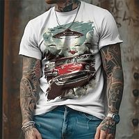 Graphic Car Designer Casual Street Style Men's 3D Print T shirt Tee Tee Top Sports Outdoor Holiday Going out T shirt White Green Dark Blue Short Sleeve Crew Neck Shirt Spring Summer Clothing Apparel Lightinthebox