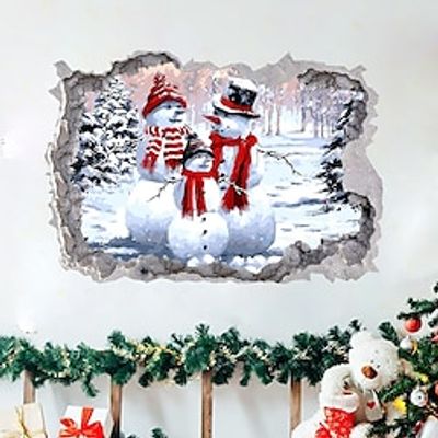 3D Winter Snowman Wall Sticker Christmas Children'S Room Bedroom Self-Adhesive Pvc Holiday Party Decoration Sticker miniinthebox