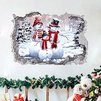 3D Winter Snowman Wall Sticker Christmas Children'S Room Bedroom Self-Adhesive Pvc Holiday Party Decoration Sticker miniinthebox - thumbnail