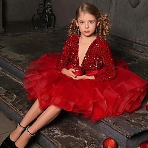 Kids Girls' Party Dress Solid Color Sheath Dress Mid-Calf Dress Performance Mesh V Neck Sleeveless Princess Dress 2-12 Years Summer Black Wine Rose Red Lightinthebox