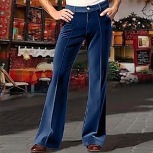 Men's Dress Pants Flared Pants Trousers Suit Pants Velvet Pants Pocket Plain Comfort Breathable Outdoor Daily Going out Fashion Casual Dark Khaki Blue miniinthebox