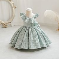 Toddler Girls' Party Dress Solid Color Short Sleeve Wedding Party Cute Princess Polyester Knee-length Summer Spring Fall 3-7 Years Black Pink Green Lightinthebox - thumbnail