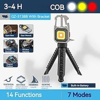 GZ5138 Keychain Flashlight LED COB Work Lights With 15 Function 7 Lighting Modes USB Rechargeable Light With Magnet Base For Adsorption Folding Bracket Bottle Opener Lightinthebox - thumbnail
