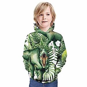 Kids Boys' Hoodie  Sweatshirt Long Sleeve Dinosaur 3D Print Animal Unisex Green Children Tops Summer Active Daily Wear Regular Fit 3-13 Years miniinthebox