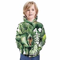Kids Boys' Hoodie  Sweatshirt Long Sleeve Dinosaur 3D Print Animal Unisex Green Children Tops Summer Active Daily Wear Regular Fit 3-13 Years miniinthebox - thumbnail
