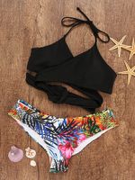 Sexy Halter Criss Cross Printed Bikini