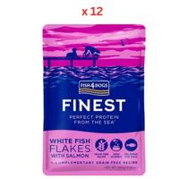 Fish4Dogs Finest White Fish Flakes with Salmon Adult Wet Dog Food 100g Pack Of 12