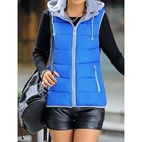 Women's Vest Fall Winter Regular Coat Thermal Warm Comtemporary Casual Minimalism Jacket Sleeveless Plain with Pockets Full Zip claret Black Yellow Lightinthebox - thumbnail
