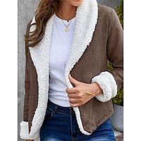 Women's Sherpa Jacket Fleece Lined Teddy Coat Thermal Warm Heated Jacket Fall Open Front Winter Coat Outerwear Long Sleeve Fall Black Blue Lightinthebox - thumbnail