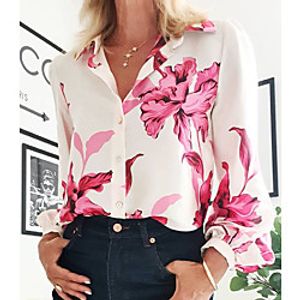 Women's Floral Theme Blouse Shirt Floral Button Print Shirt Collar Casual Streetwear Tops Pink Lightinthebox