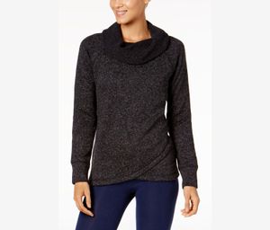 Cowl-Neck Cross-Over Hem Sweater  Noir