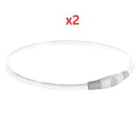 Trixie USB Flash Light Collar For Dogs - Grey S-M (Pack Of 2)