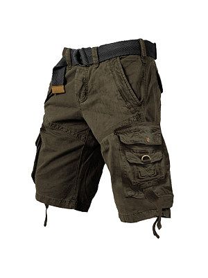Men's Vintage Multi-pocket Drawstring Cotton Cargo Shorts Men's Vintage Multi-pocket Drawstring Cotton Cargo Shorts