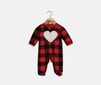 Baby Girls Plaid Heart Footed Coverall  Red - thumbnail
