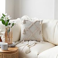 Cushion Cover Fringed Geometric Embroidered Pillowcase Living Room Bedroom Lightinthebox - thumbnail