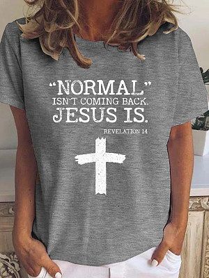 Casual Letter Print Crew Neck Short Sleeve T-Shirt