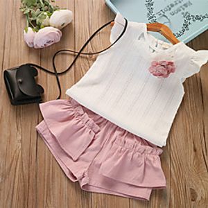 [18m-7y]girl's round neck sleeveless pure color set Lightinthebox