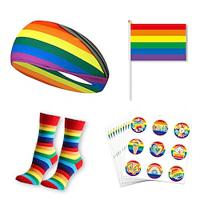 Rainbow Pride Accessories Set Sweat-Absorbent Headband Socks 90Pcs Stickers Queer LGBT LGBTQ Adults' Unisex Gay Lesbian for Pride Parade Pride Month Party Carnival Lightinthebox