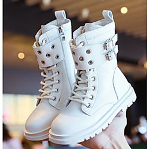 Girls' Boots Combat Boots Synthetics Combat Boots Little Kids(4-7ys) Big Kids(7years ) Sports  Outdoor Daily Walking Shoes Buckle Button White Black Fall Spring / Booties / Ankle Boots / Rubber miniinthebox