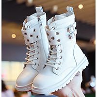 Girls' Boots Combat Boots Synthetics Combat Boots Little Kids(4-7ys) Big Kids(7years ) Sports  Outdoor Daily Walking Shoes Buckle Button White Black Fall Spring / Booties / Ankle Boots / Rubber miniinthebox - thumbnail