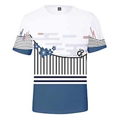 Inspired by Demon Slayer Cosplay Cosplay Costume T-shirt Terylene Stripes Printing T-shirt For Women's  Men's Lightinthebox