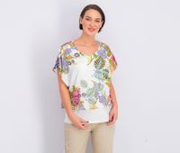 Womens Floral Blouse  White Floral - thumbnail