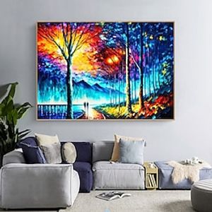 Contemporary Art Landscape impressionist Oil Painting On Canvas Abstract Textured Tree artwork Painting Home Office Decorations Canvas Wall Art Painting (No Frame) miniinthebox