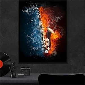 Still Life Wall Art Canvas Fire and Water Saxophone Prints and Posters Abstract Pictures Decorative Fabric Painting For Living Room Pictures No Frame miniinthebox
