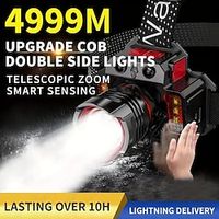 LED Sensor Headlamp, Rechargeable Headlights, P50 Super Bright 5000 Lumens Ultralight Head Flashlights, Zoomable Type-C with Side Light for Outdoors Camping Emergency Light Lightinthebox - thumbnail