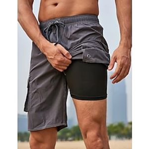 Men's Swim Shorts Swim Trunks Beach Shorts Sports Going out Weekend Breathable Quick Dry Running Casual Pocket Drawstring Elastic Waist Plain Knee Length Gymnatics Activewear Black Yellow Lightinthebox