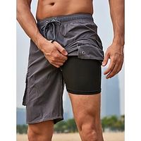Men's Swim Shorts Swim Trunks Beach Shorts Sports Going out Weekend Breathable Quick Dry Running Casual Pocket Drawstring Elastic Waist Plain Knee Length Gymnatics Activewear Black Yellow Lightinthebox - thumbnail