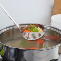 Stainless Steel Colander Filter Oil Long Handle Colander Scoop Kitchen Vegetable Strainer Soup Spoon