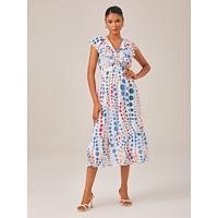 Colorful Polka Dot Chiffon Ruffled Waisted Dress
