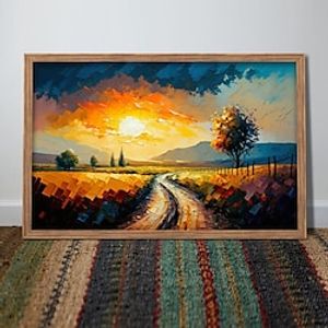 Thick Abstract Art Canvas Artwork Sunset Garden scenery Palette Knife Oil Painting Unframed Natural Scenery Wall Picture Modern Rolled Canvas (No Frame) miniinthebox