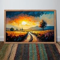 Thick Abstract Art Canvas Artwork Sunset Garden scenery Palette Knife Oil Painting Unframed Natural Scenery Wall Picture Modern Rolled Canvas (No Frame) miniinthebox - thumbnail