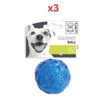 M-Pets Squeaky Ball Dog Toy Blue (Pack of 3)
