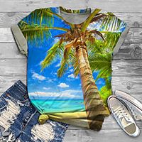 Women's Plus Size Print Graphic Scenery T shirt Large Size Crewneck Short Sleeve Basic Tops XL XXL 3XL Blue Big Size Lightinthebox - thumbnail