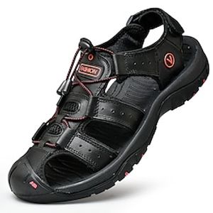 Men's Sandals Leather Sandals Sporty Sandals Outdoor Hiking Sandals Sporty Casual Beach Daily PU Breathable Light Brown Dark Brown Black Summer Spring miniinthebox