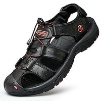 Men's Sandals Leather Sandals Sporty Sandals Outdoor Hiking Sandals Sporty Casual Beach Daily PU Breathable Light Brown Dark Brown Black Summer Spring miniinthebox - thumbnail