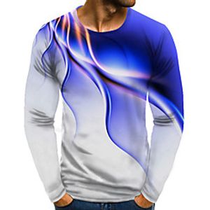 Men's T shirt Shirt Graphic Plus Size Print Long Sleeve Daily Tops Basic Exaggerated Round Neck Purple Blushing Pink Black miniinthebox