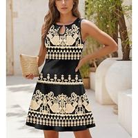 Women's Cami Dress Geometric Print V Neck Mini Dress Sleeveless Summer Lightinthebox