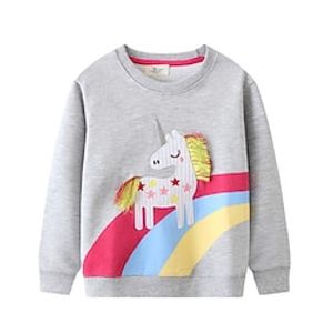 Toddler Girls' Sweatshirt Rainbow Outdoor Long Sleeve Active 3-7 Years Winter Gray Lightinthebox