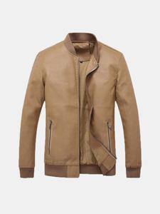 Zipper Pockets Faux Leather Jacket