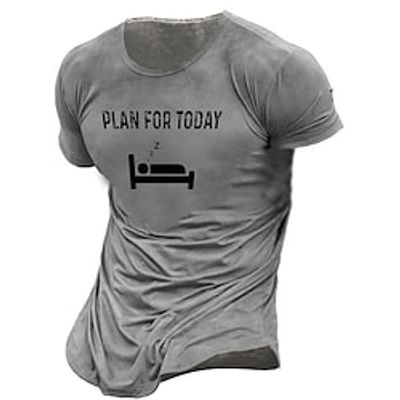 Men's Unisex T shirt Tee Cartoon Letter Graphic Prints Crew Neck Gray Short Sleeve 3D Print Outdoor Street Print Tops Vintage Sports Designer Casual / Summer / Summer miniinthebox