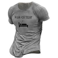 Men's Unisex T shirt Tee Cartoon Letter Graphic Prints Crew Neck Gray Short Sleeve 3D Print Outdoor Street Print Tops Vintage Sports Designer Casual / Summer / Summer miniinthebox - thumbnail
