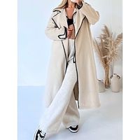 Women's Overcoat Long Coat Thermal Warm Winter Coat with Crocheted Edges Open Front Lapel Trench Coat with Pocket Long Sleeve Fall Black Khaki Coffee S Lightinthebox - thumbnail