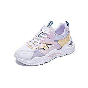 Women's Trainers Athletic Shoes High Heel Round Toe Booties Ankle Boots Daily Mesh Solid Colored Purple Blue White miniinthebox