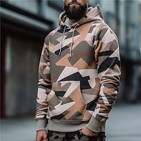 Graphic Camouflage Fashion Daily Basic Men's 3D Print Hoodie Pullover Sports Outdoor Holiday Vacation Hoodies Orange Beige Hooded Front Pocket Print Spring   Fall Designer Lightinthebox - thumbnail